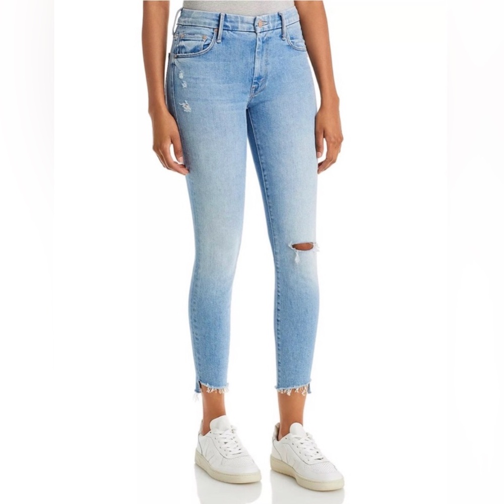 MOTHER The Looker Step‎ Ankle Fray Cropped Distressed Jeans size 28